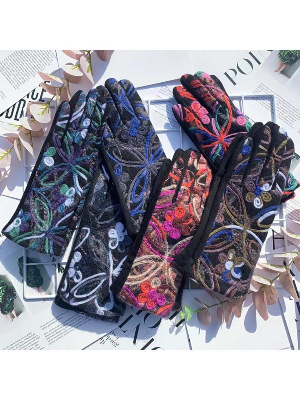 Gloving - Boho Embroidered Warm Outdoor Gloves