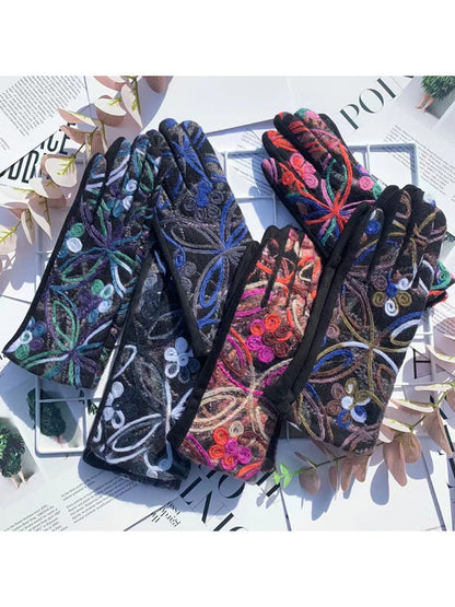 Gloving - Boho Embroidered Warm Outdoor Gloves