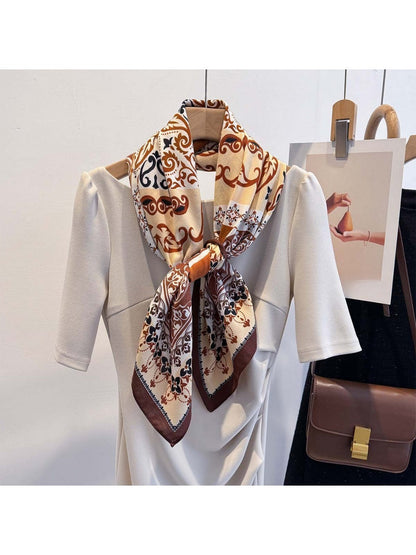 Scarvii - 35'' Vintage Boho Print Square Scarf - Chic &amp; Classic