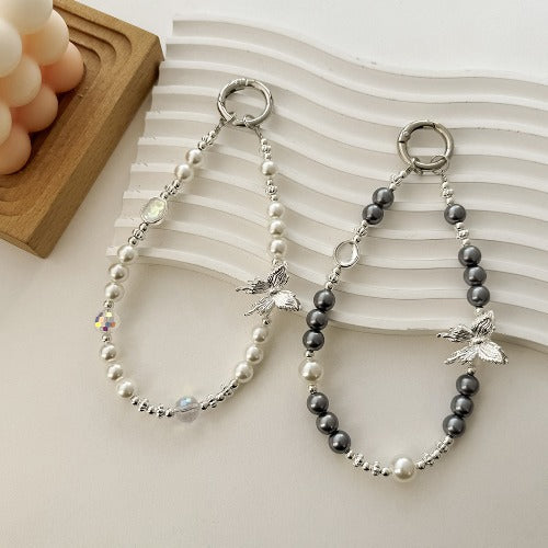 Luxury Pearl Crystal Beaded Keychain Charm