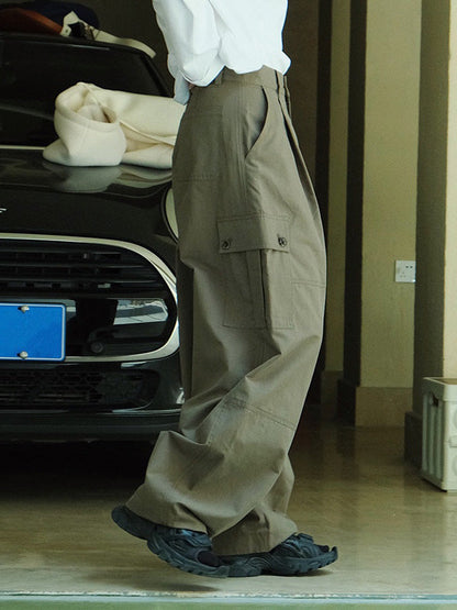 Leisure Fashion Wide Leg High Waisted Solid Color Pants