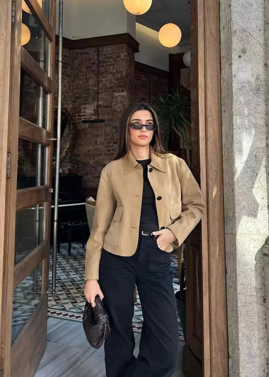 Suede Jacket Classic Button Up Design
