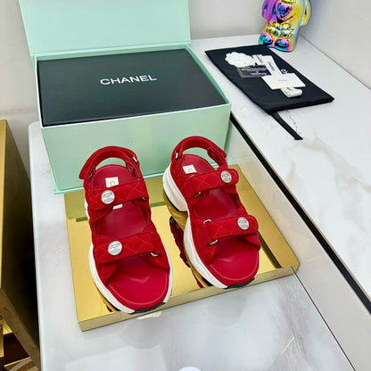 CC Sandals Electro Embroidery Red Canvas