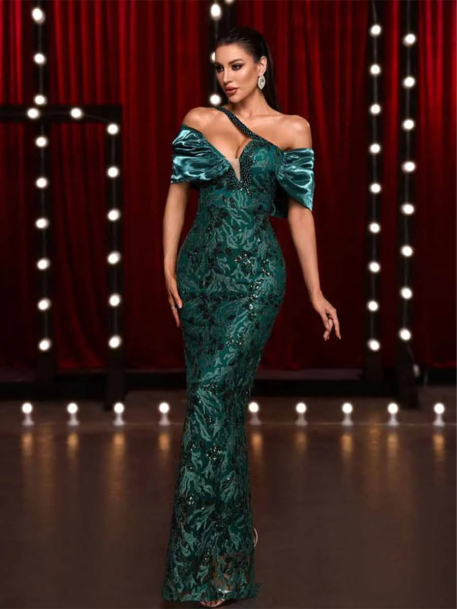 Zaria Bead Embroidery Design Luxury Maxi Dress