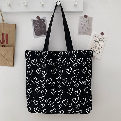 Heart Print Canvas Bag