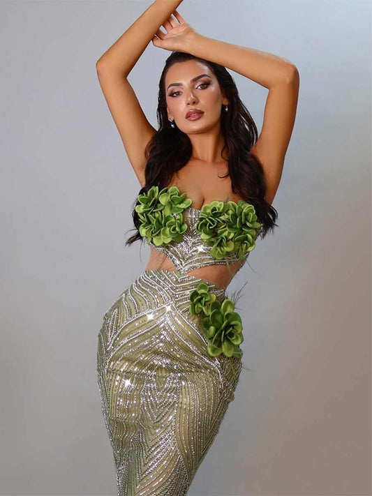 Calliope Floral Sequined Maxi Dress