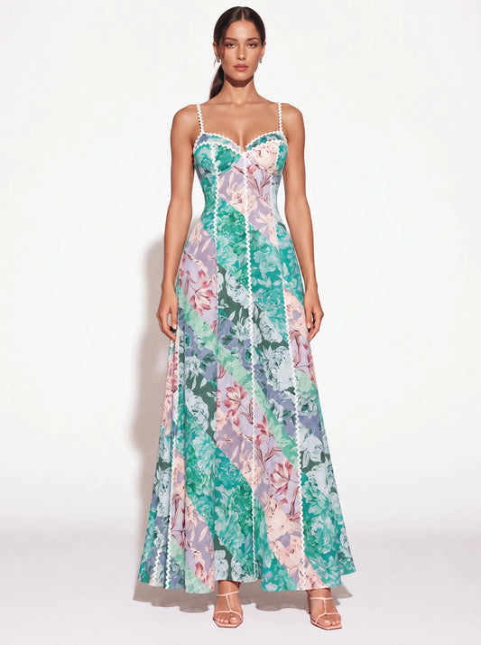 Noelle Paneled Print Camisole Maxi Dress