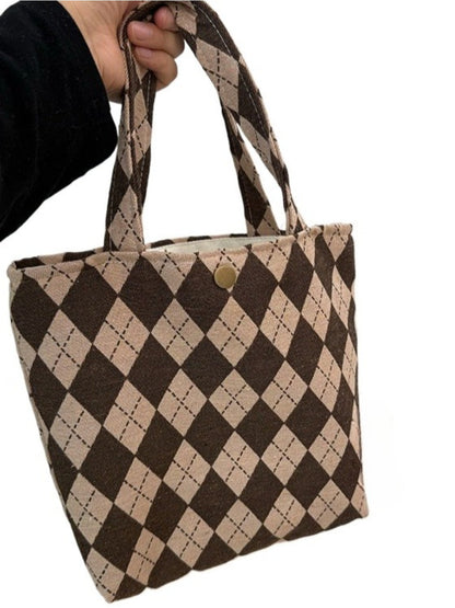 Cosbai - Tote Handbag with Plaid Patterns- Classic &amp; Casual