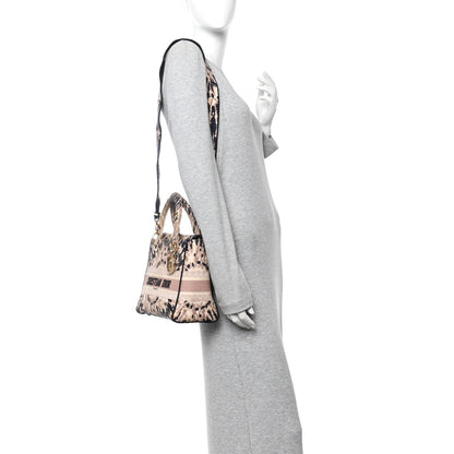 Canvas Embroidered Medium Tie And Dior Lady D-Lite Multicolor