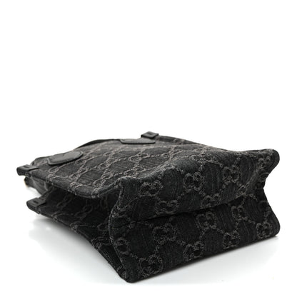 Denim Ophidia GG Monogram Mini Tote Bag Black