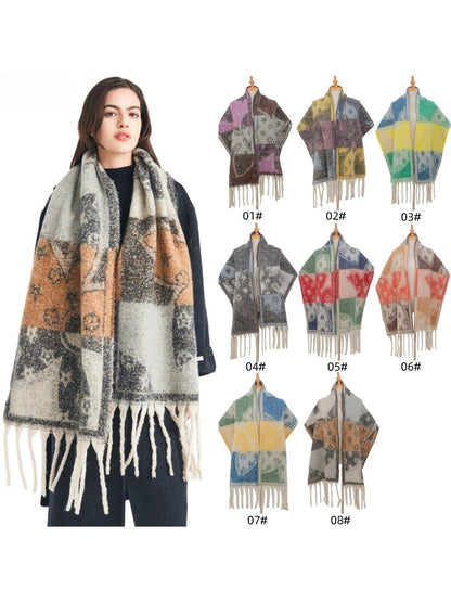 Scarvii - Winter Tassel Floral Jacquard Scarf