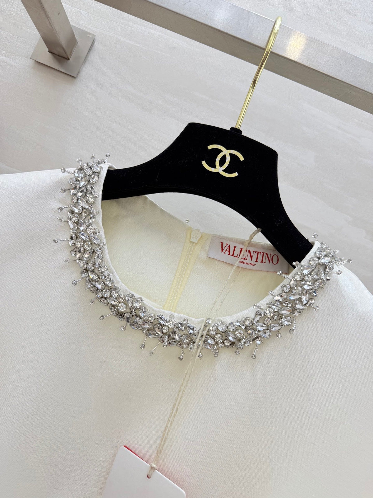 Valen Beaded Dress White Cotton 344754