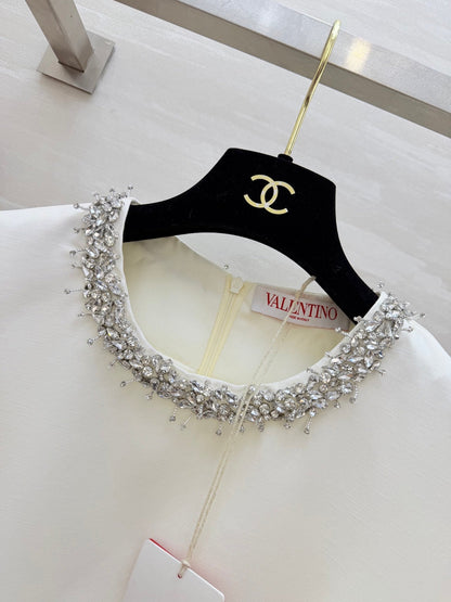 Valen Beaded Dress White Cotton 344754