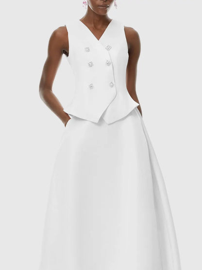 Eden Crystal Embellished Vest & Midi Skirt Set