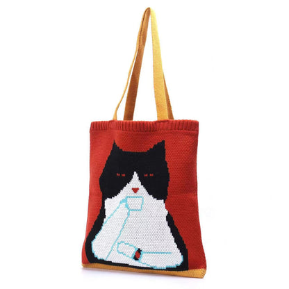 Crochet Tote Bag Cartoon Wool Woven Bag