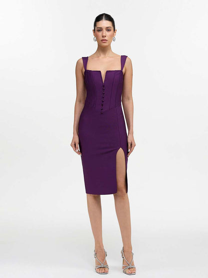 Milena Button Front Bandage Midi Dress