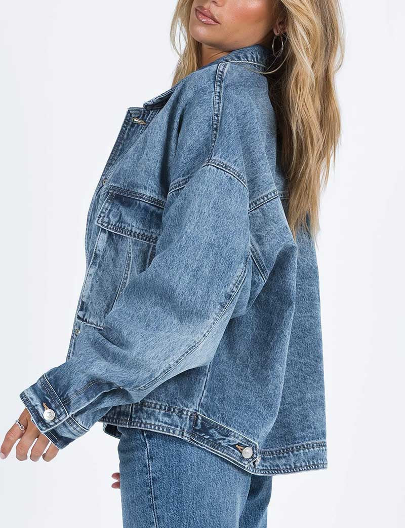 Washed Casual Pockets Buttons Denim Jacket