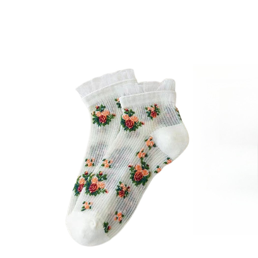Rufia - Floral Lace Ankle Socks – 5 Colors