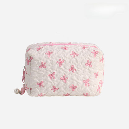 Bow Print Large Capacity Sweet Make Up Bag