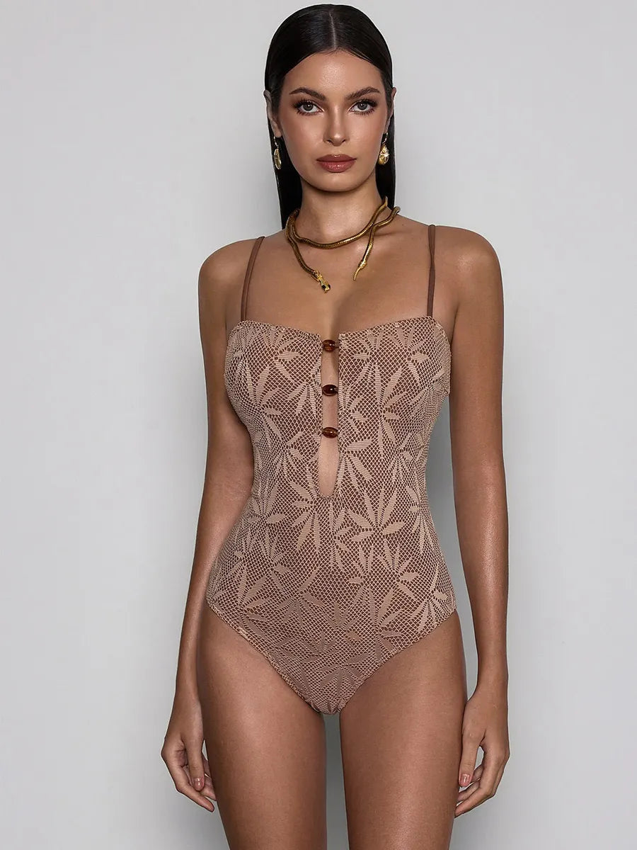 Nadira Spaghetti Cutout Leaf Bodysuit