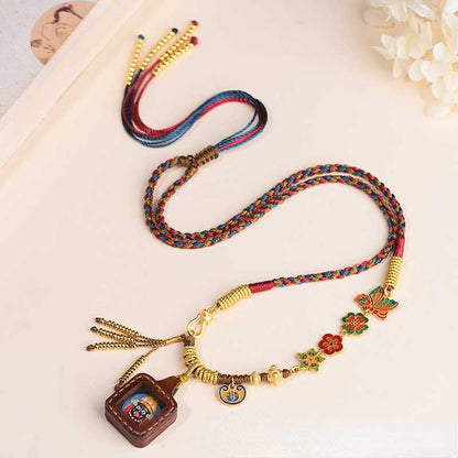 Tibetan Ethnic Style Pendant Rope Zakilam Tangka Women'S Neck Hanging Gold Yellow God Of Wealth Hanging Rope