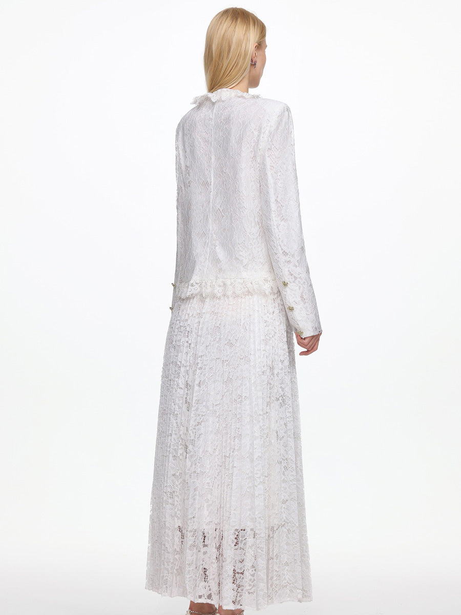 Marina Romantic Long Sleeve Lace Two Piece Set