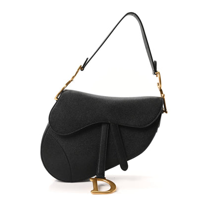 Grained Calfskin Saddle Bag Black