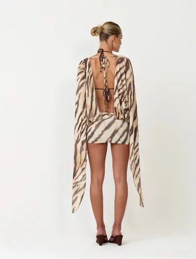 Zola Tiger Print Wrap Mini Dress