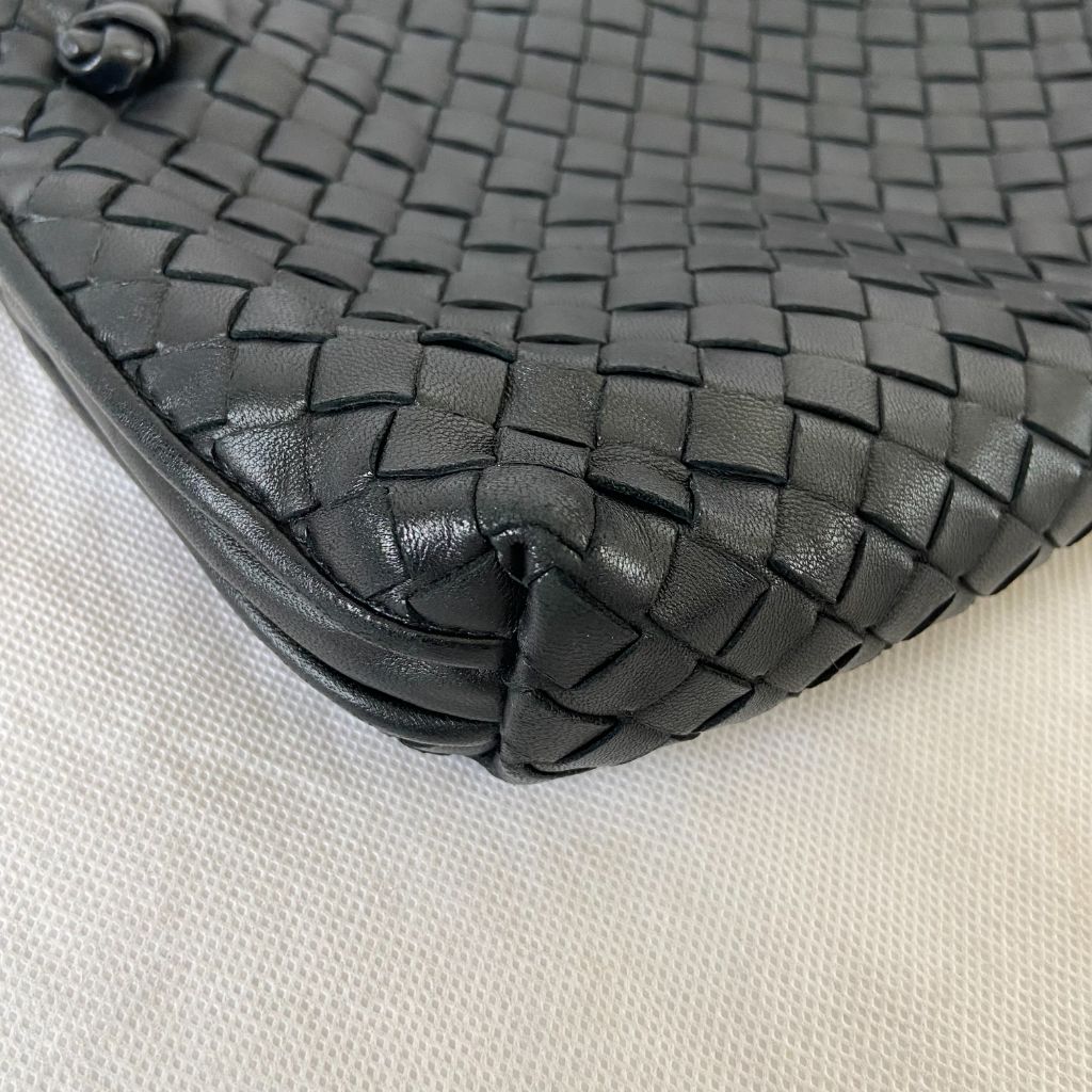 Bottega Veneta Black Intrecciato Leather Nodini Crossbody Bag