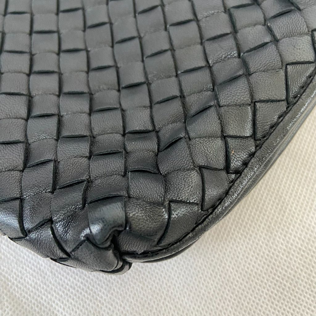 Bottega Veneta Black Intrecciato Leather Nodini Crossbody Bag