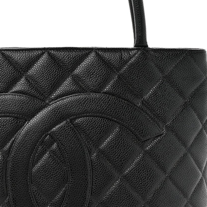 Caviar Quilted Medallion Tote Black