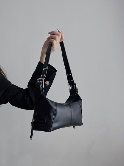 Buckle Solid Color Zipper Armpit Bags
