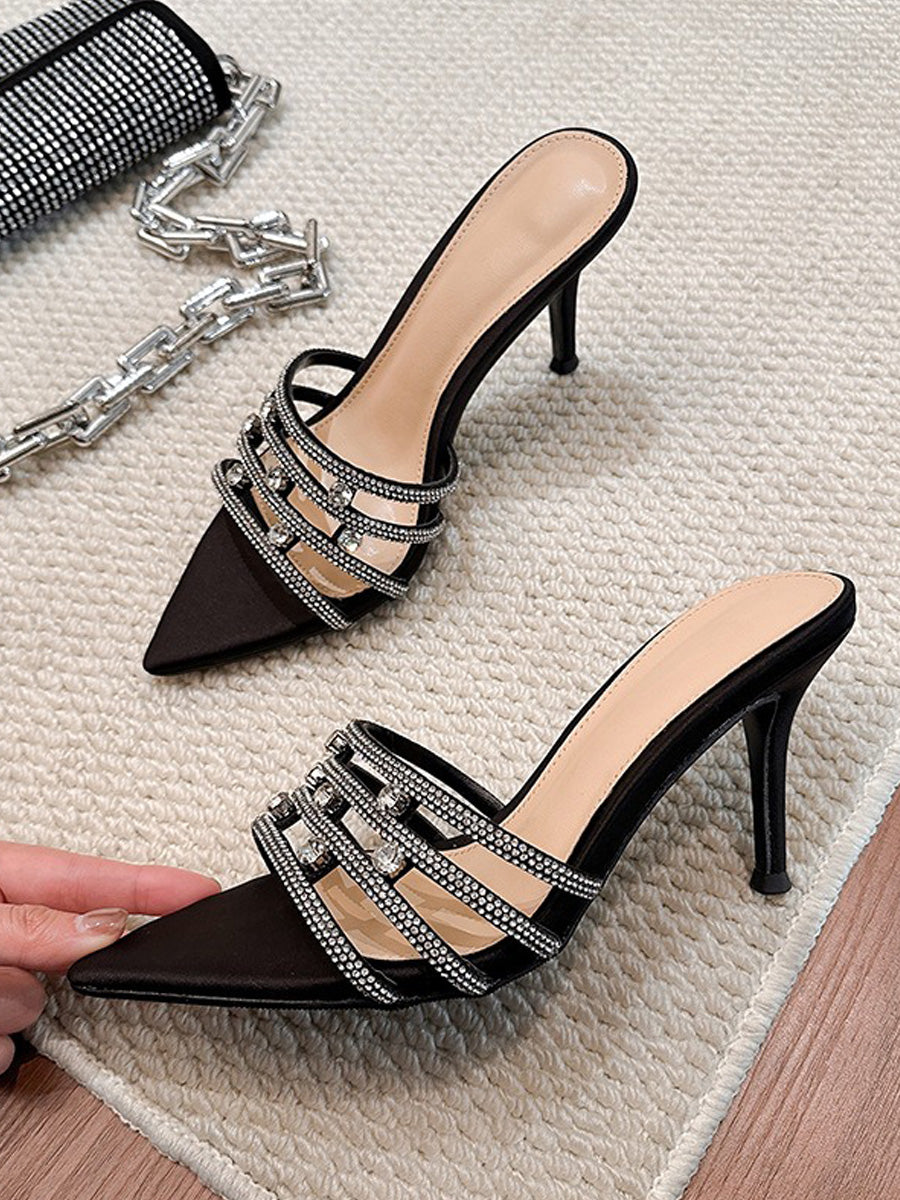 Raina Rhinestone High-Heel Slides