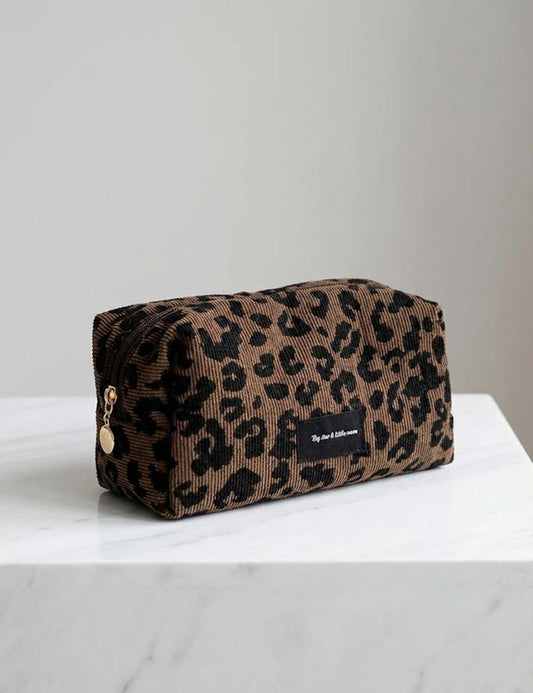 Minimalist Leopard Print Travel Portable Cosmetic Bag