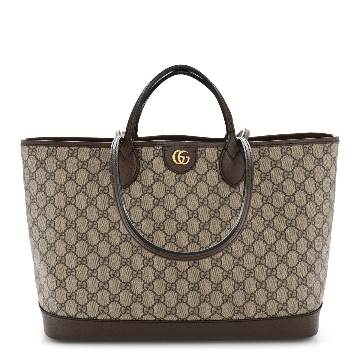 GG Supreme Monogram Textured Calfskin Medium Ophidia Shoulder Tote Bag Beige Ebony New Acero