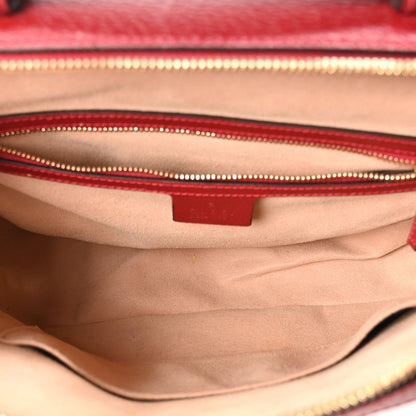 GG Supreme Monogram Flora Web Small Ophidia Top Handle Shoulder Bag Hibiscus Red