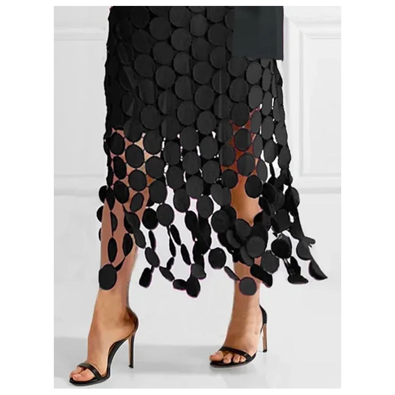 Loose Hollow Polka-Dot Solid Color Skirts Bottoms