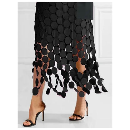 Loose Hollow Polka-Dot Solid Color Skirts Bottoms