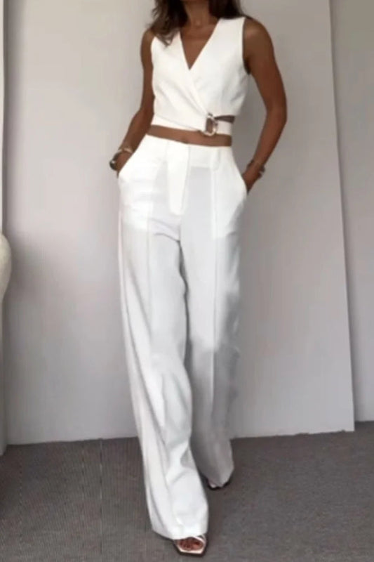 Fashion Crossover Vest \u0026 Pants Two-piece Set