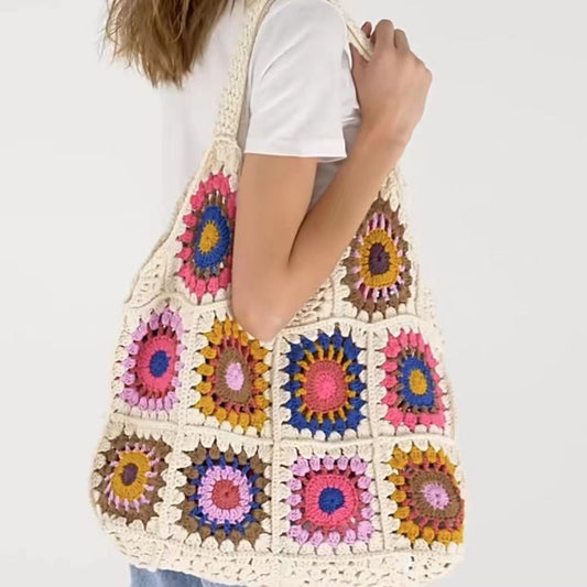 Crochet Granny Square Bag Knitted Underarm Bag