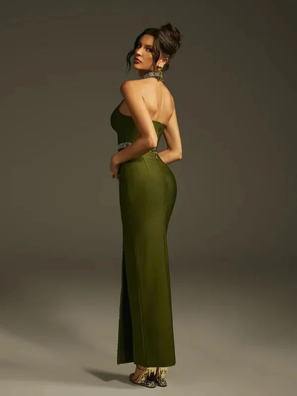 Landri Halterneck Crystal Bandage Skirt Set