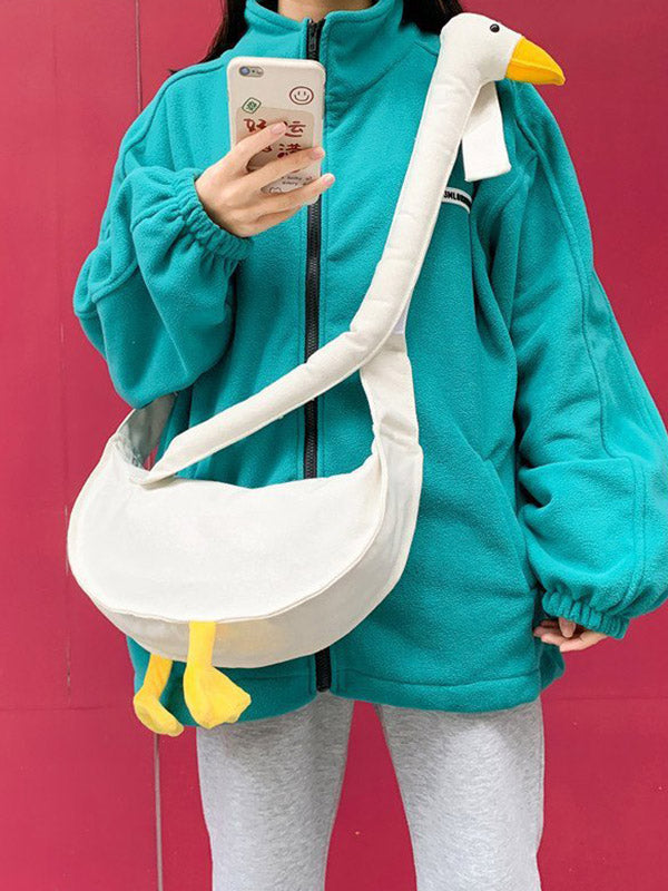 Stylish Contrast Color Duck Canvas Shoulder Bag Accessories