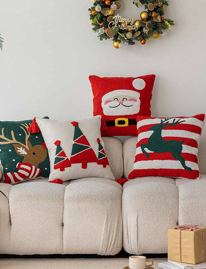 Square Christmas Holiday Decor Throw Pillow Covers