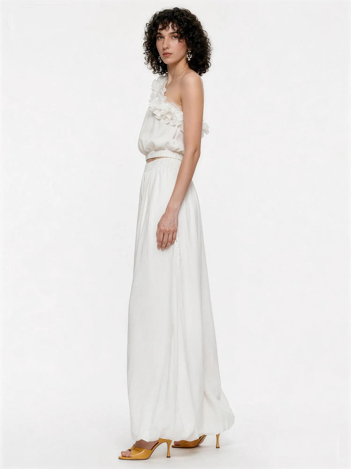 Melinda Ruffled One-Shoulder Top and Pants Set