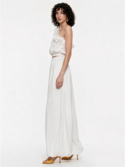 Melinda Ruffled One-Shoulder Top and Pants Set
