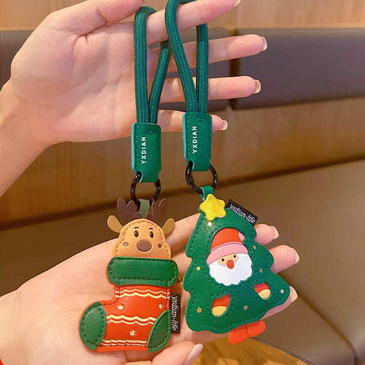 Leather Santa Claus Christmas Bag Charm
