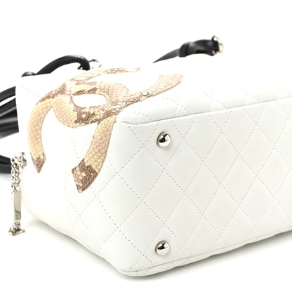 Calfskin Python Quilted Large Cambon Bowler White