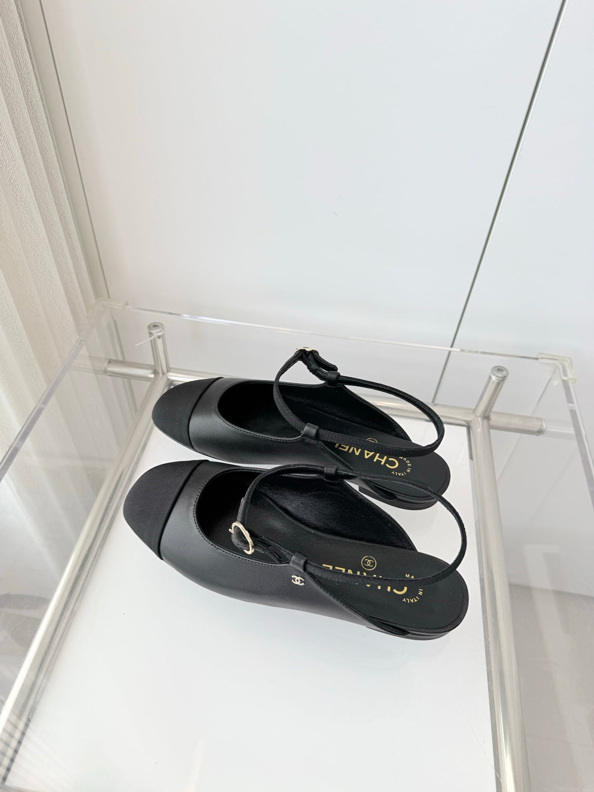Chanel 26 Slingback Flats Black in Lambskin 597391