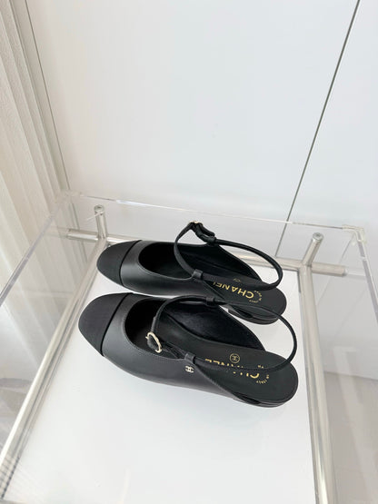 Chanel 26 Slingback Flats Black in Lambskin 597391
