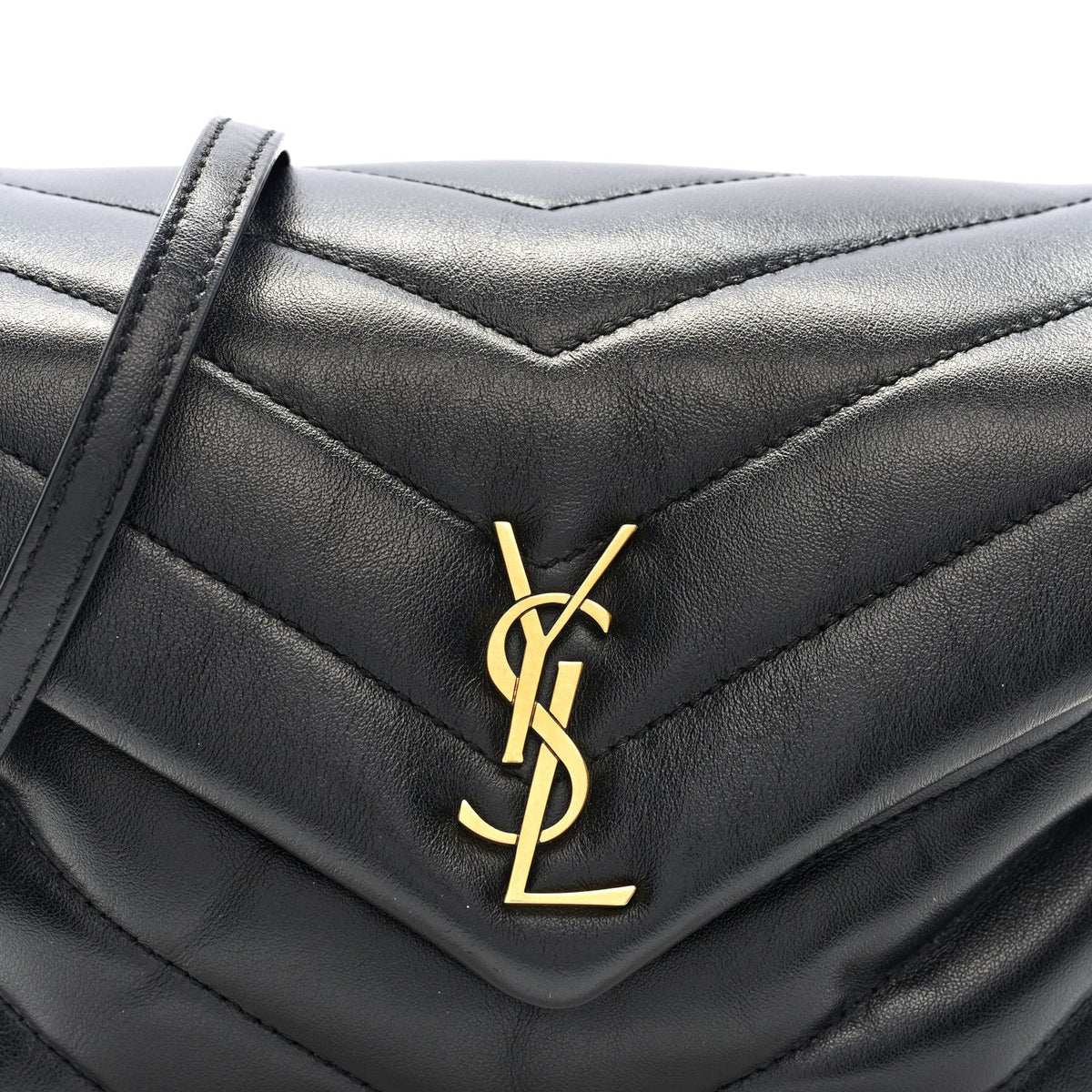 Calfskin Y Quilted Monogram Toy Loulou Crossbody Bag Black